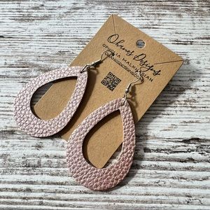 #15 Handmade Pink Marbled Leather Earrings
